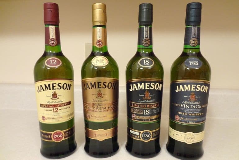 Selection of Irish whiskeys to explore